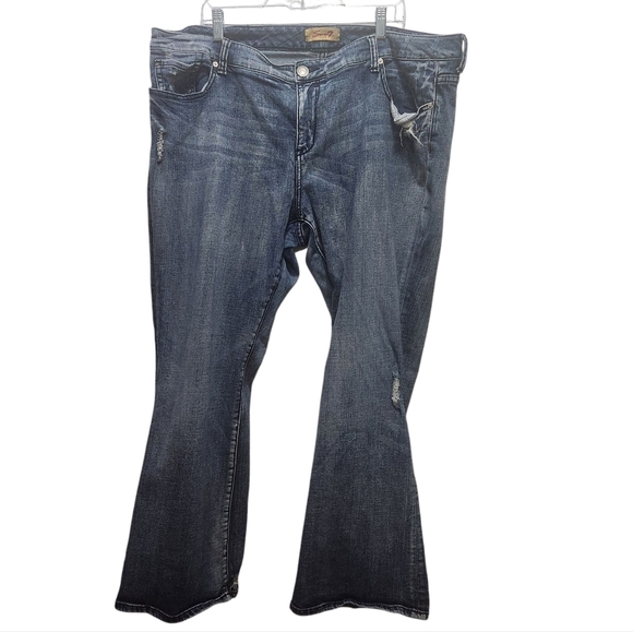 Seven 7 Luxe Distressed Flare Denim Jeans Plus 24 - Picture 1 of 6
